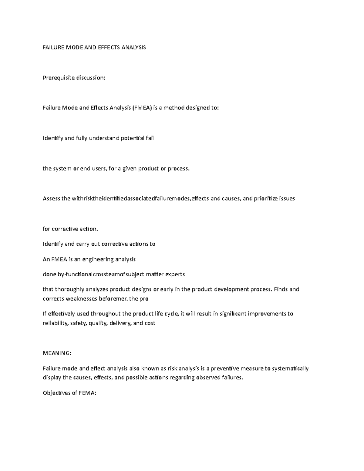 FEMA in tqm - Comprehensive study of FEMA - FAILURE MODE AND EFFECTS ...
