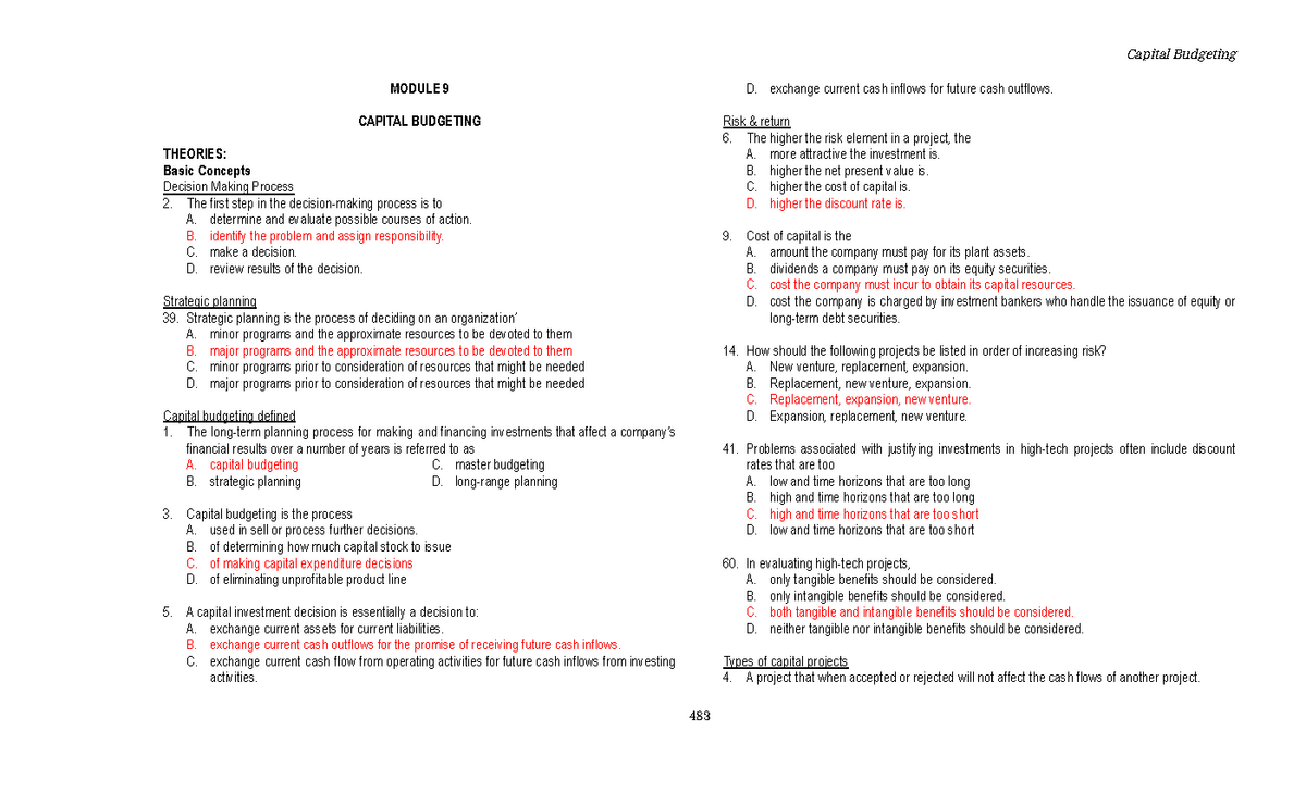 33097-testbanks-module-9-capital-budgeting-theories-basic-concepts