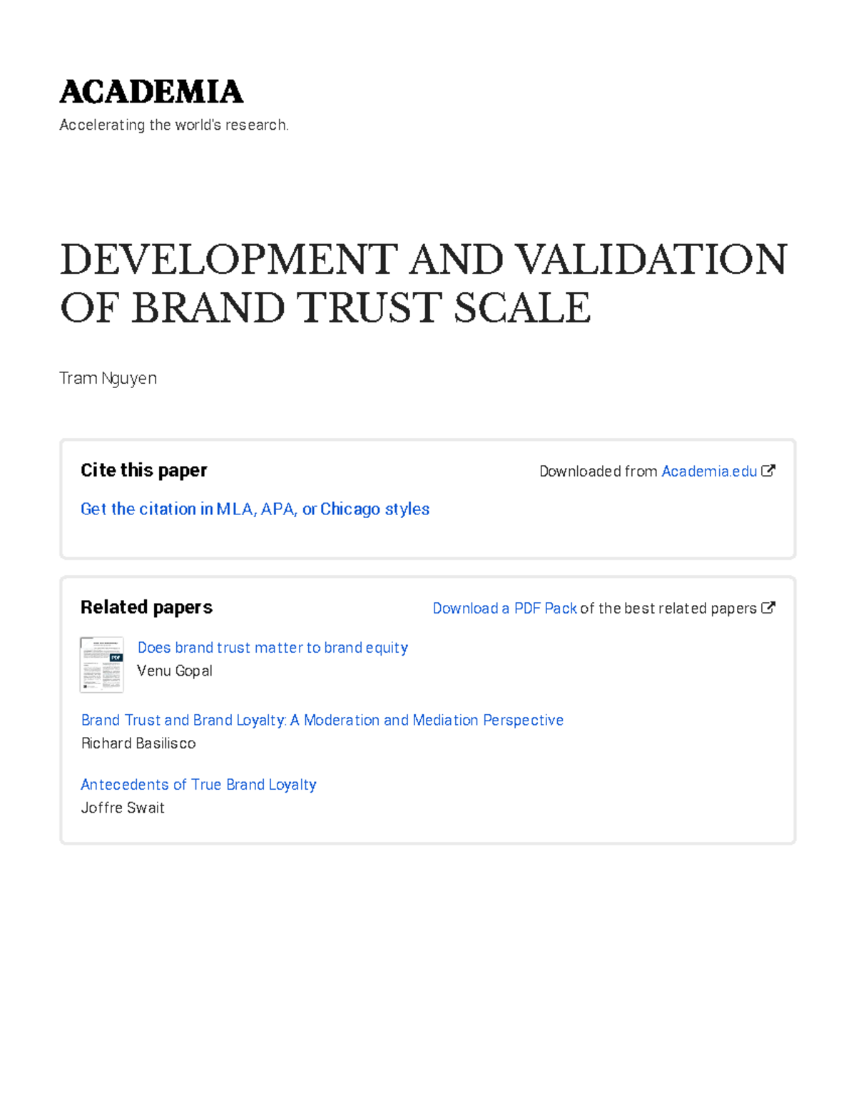 Development AND Validation OF Brand Trust Scalewithcoverpagev2 Accelerating the world's