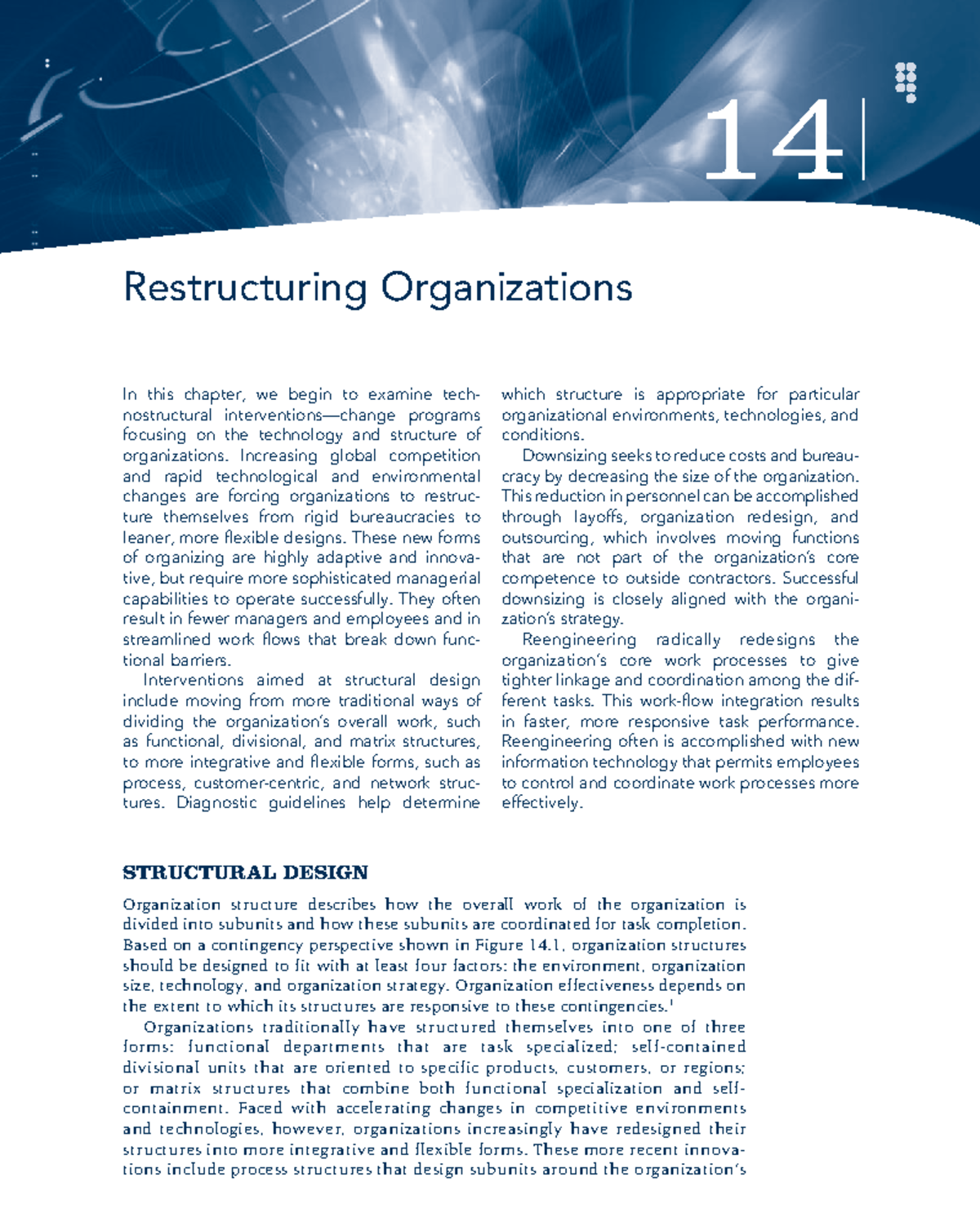 Chapter 14 Restructuring Organizations - 14 Restructuring Organizations ...