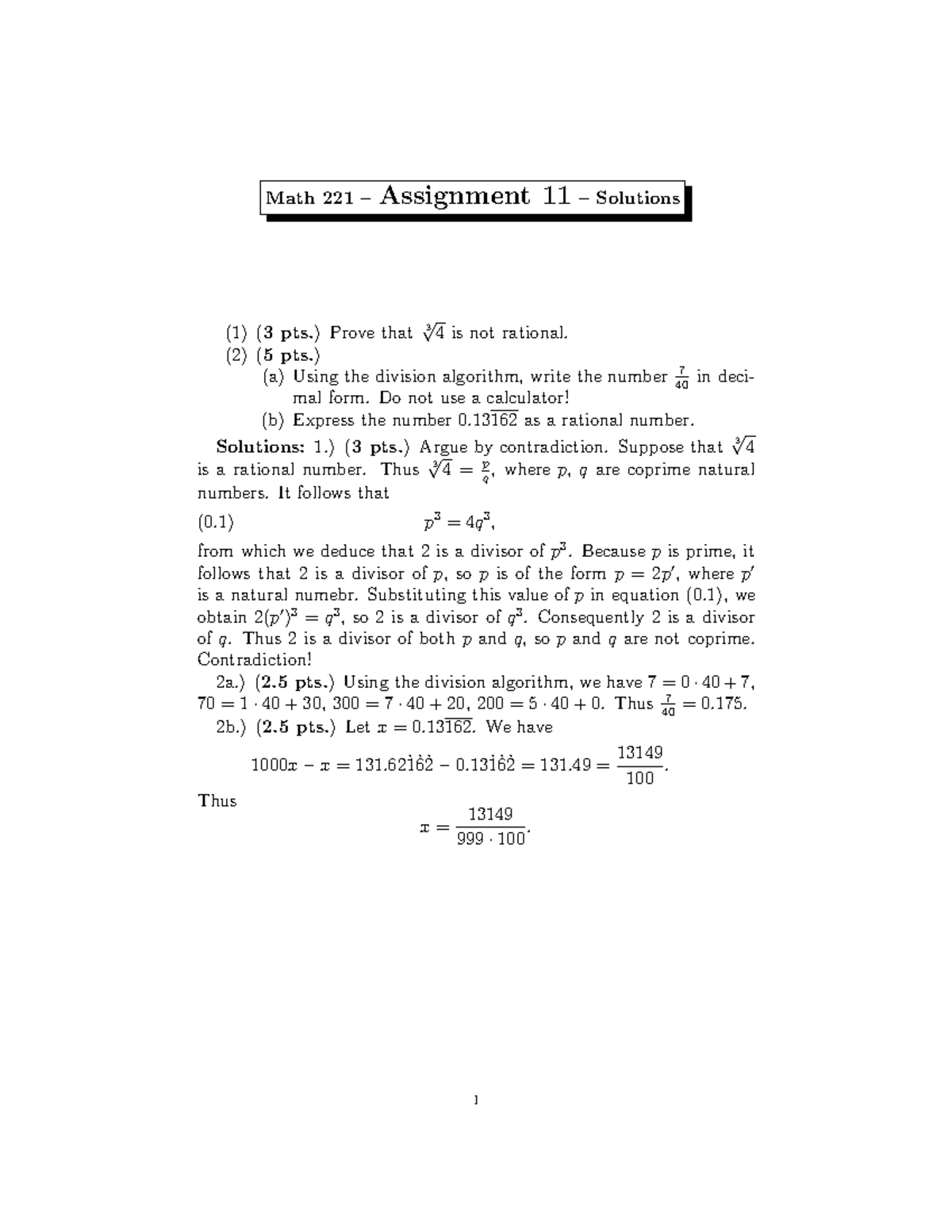 221a11s - Assignment 11 For Students - Math 221 –Assignment 11 ...