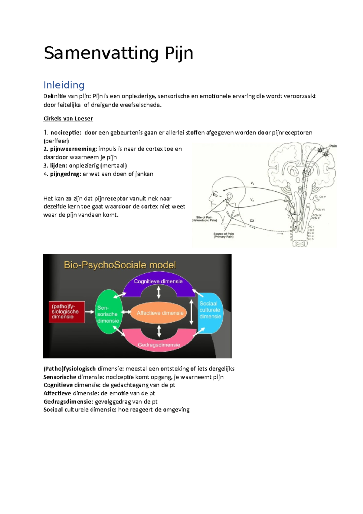 Samenvatting Pijn '23 - Pijn - Samenvatting Pijn Inleiding Definitie ...