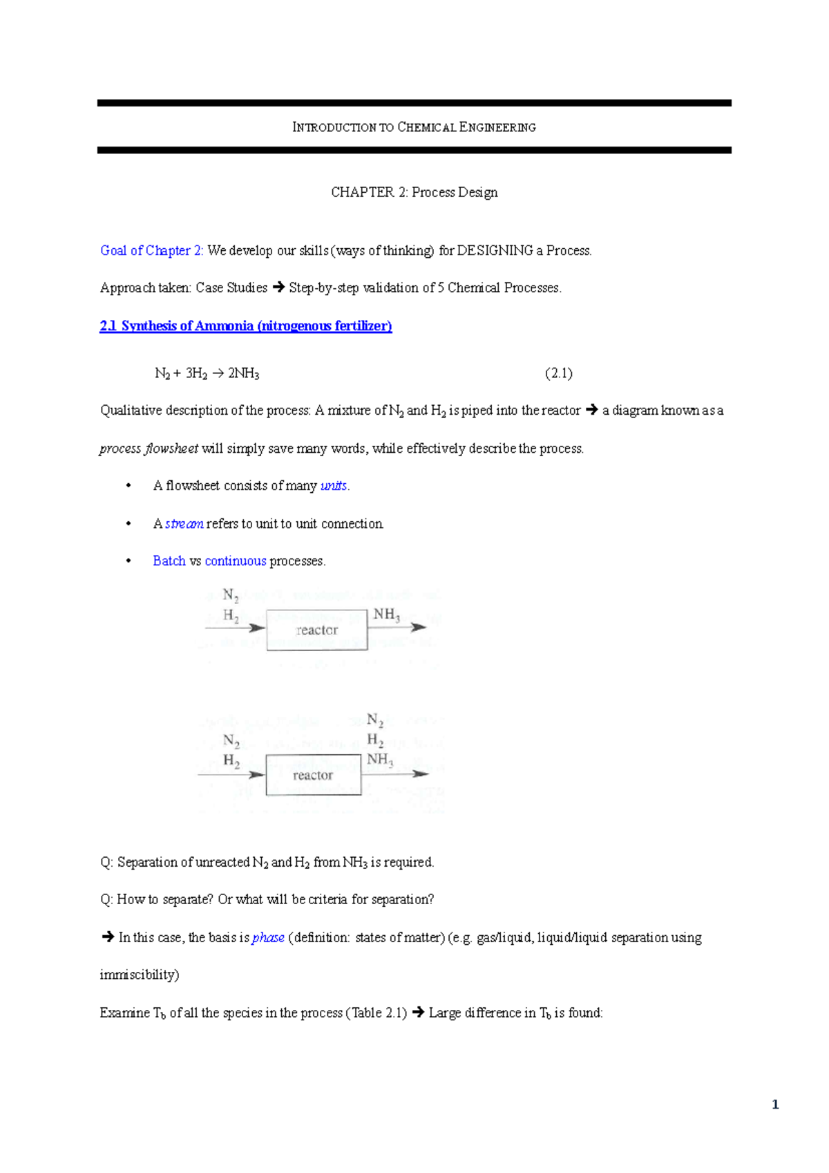 IPDA Chapter+2 - 요약문 공정설계입문 - INTRODUCTION TO CHEMICAL ENGINEERING ...