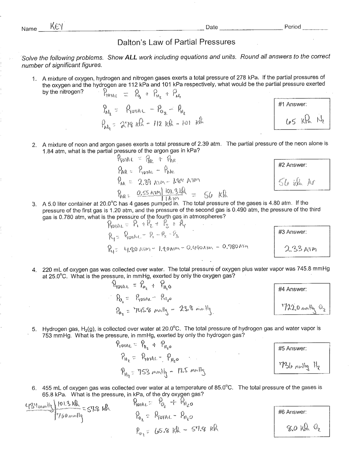 Dalton S Law Answers Exercices To Know How To Solve So You Can Practice Your Analytical Skills