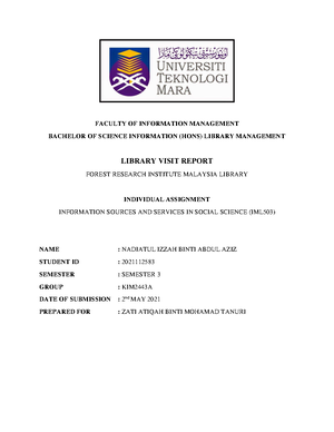 Assignment 1 IML503 (report)) - FACULTY OF INFORMATION MANAGEMENT ...