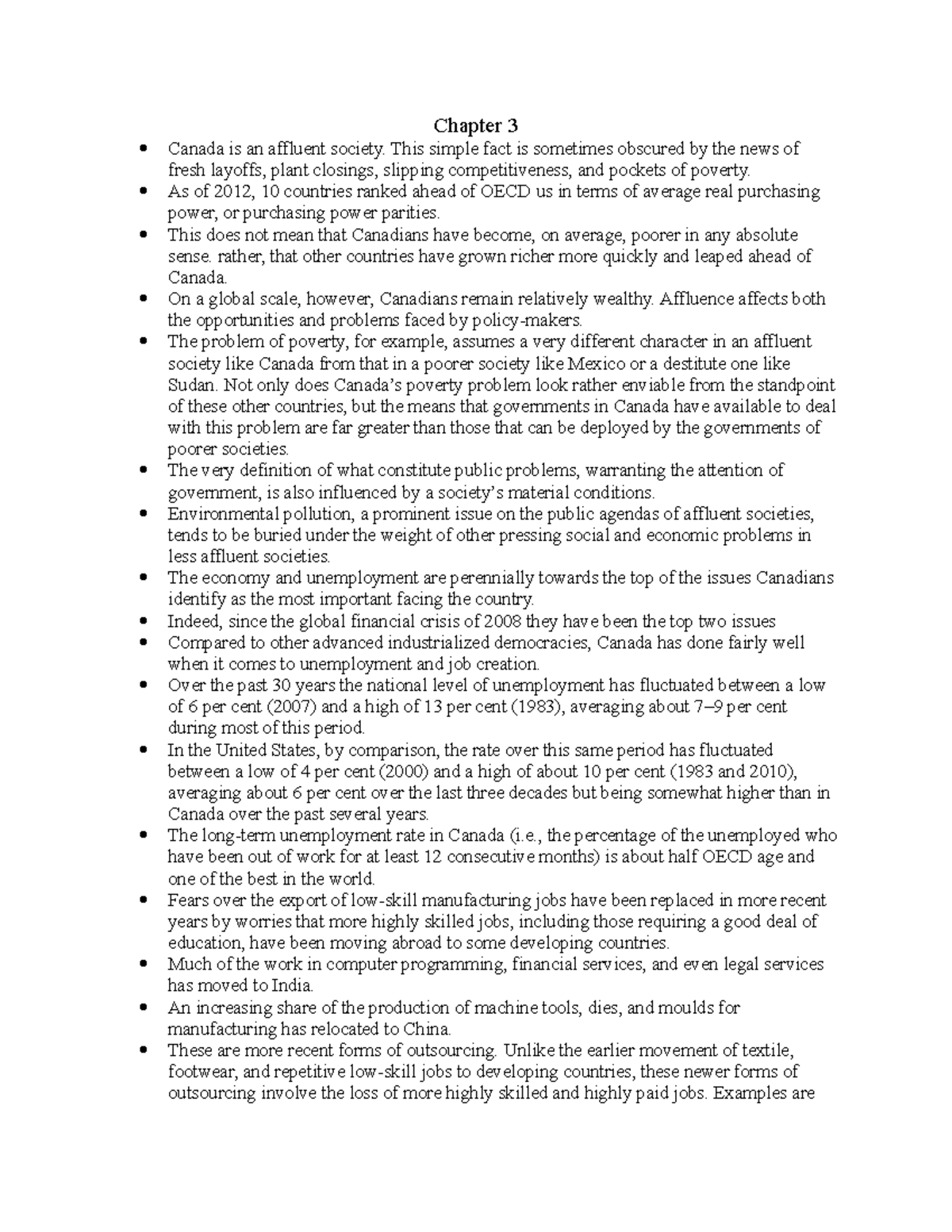 Chapter 3,4,5,7,16 - Lecture notes 3,4,5,7,16 - Chapter 3 Canada is an ...