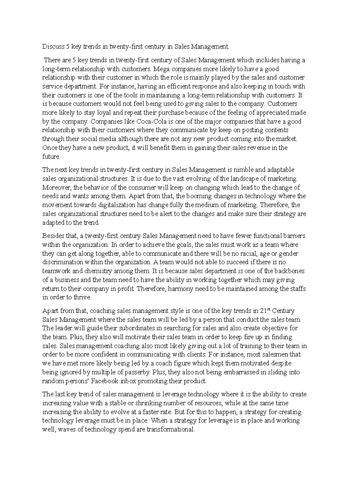 Mkt622 Chapter 1 2 Tutorial Discuss 5 Key Trends In Twenty First