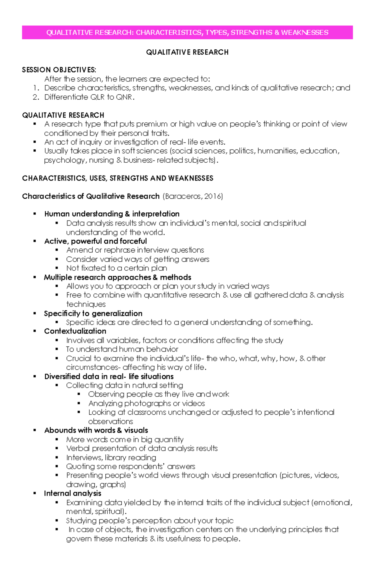 2-Qualitative-Research - QUALITATIVE RESEARCH SESSION OBJECTIVES: After ...