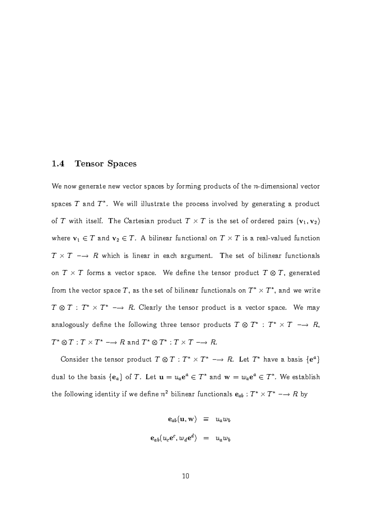 Tensors and Applied Mathematic material - 1 Tensor Spaces We now ...