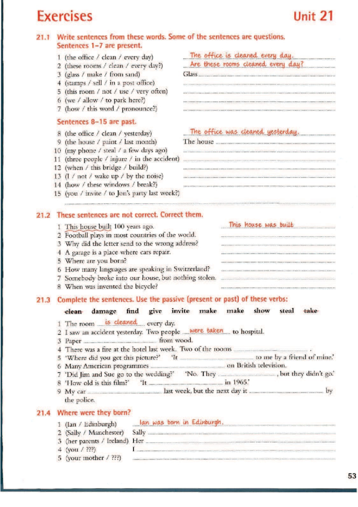 Passive is done - was done exercises - Inglés II - Studocu
