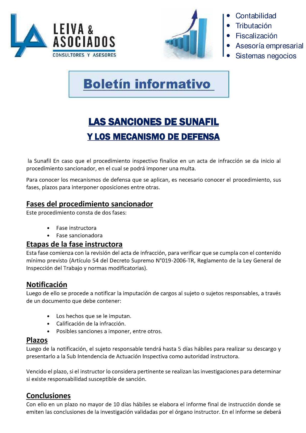 Boletin LAS Sanciones DE Sunafil - LAS SANCIONES DE SUNAFIL Y LOS ...