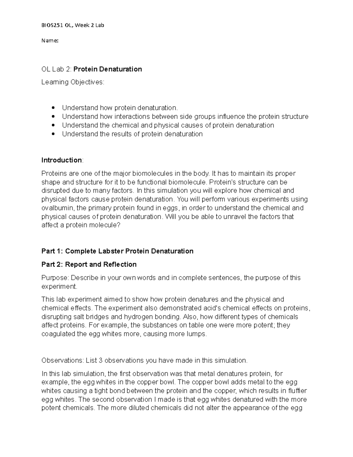 WEEK+2+LAB+ - Lab - Name: OL Lab 2: Protein Denaturation Learning ...