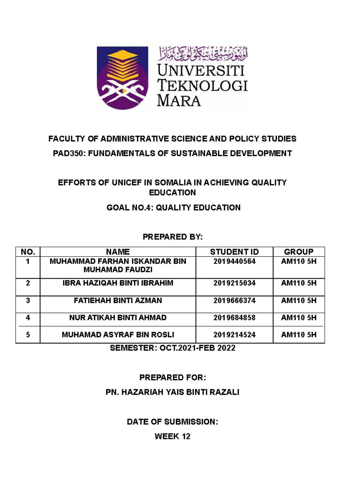 PAD350-Assignment - ... - FACULTY OF ADMINISTRATIVE SCIENCE AND POLICY ...