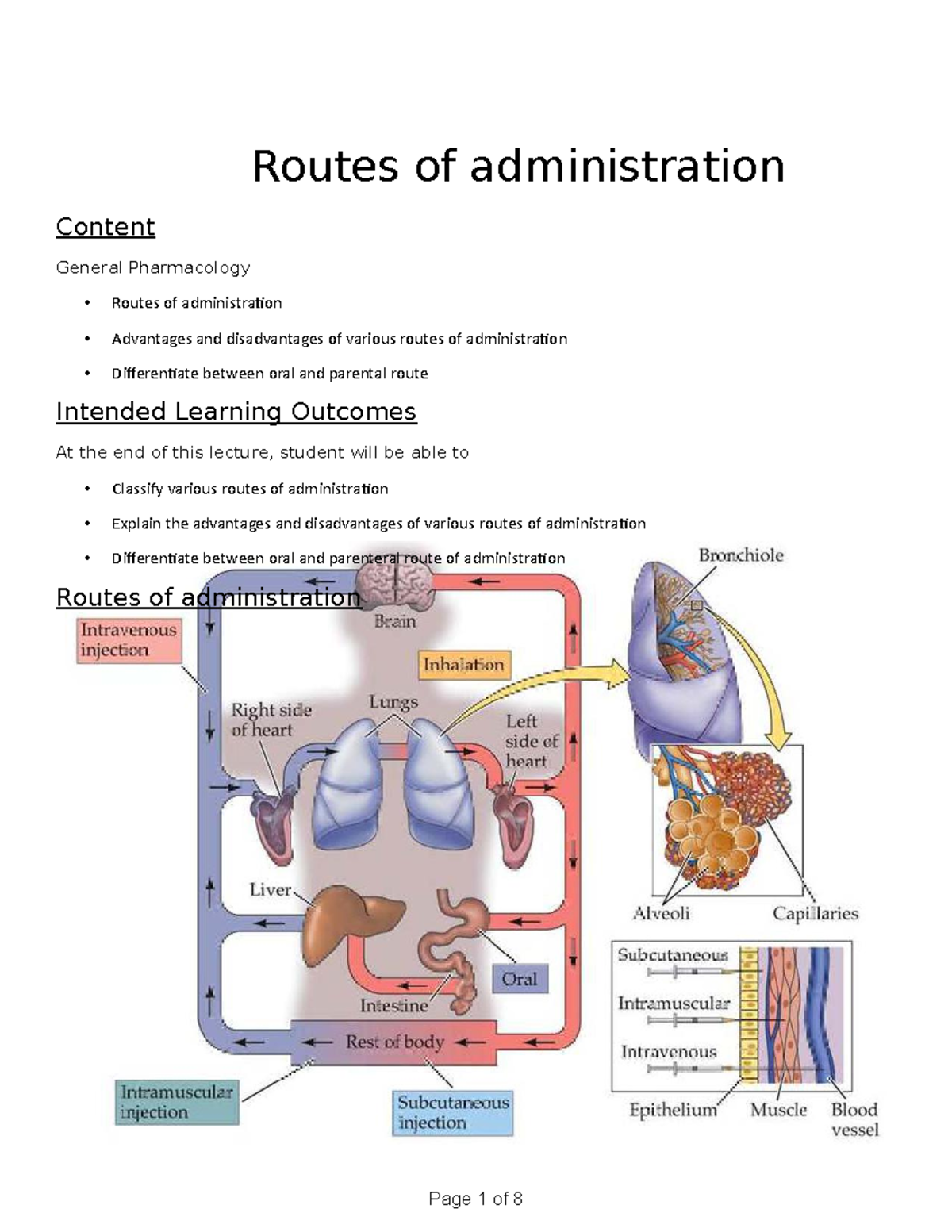 Which Route Of Administration Is The Fastest Chapter - 8 Routes of administration - Routes of administration Content