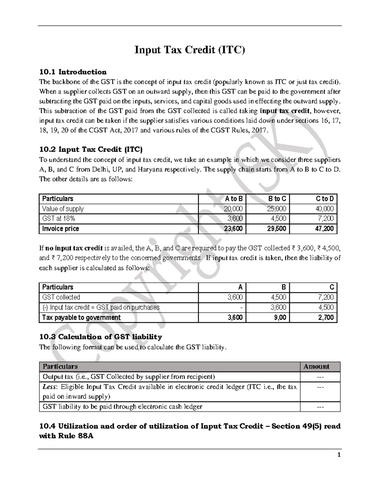 ITC and Job Work - these are the latest class notes of Income tax ...