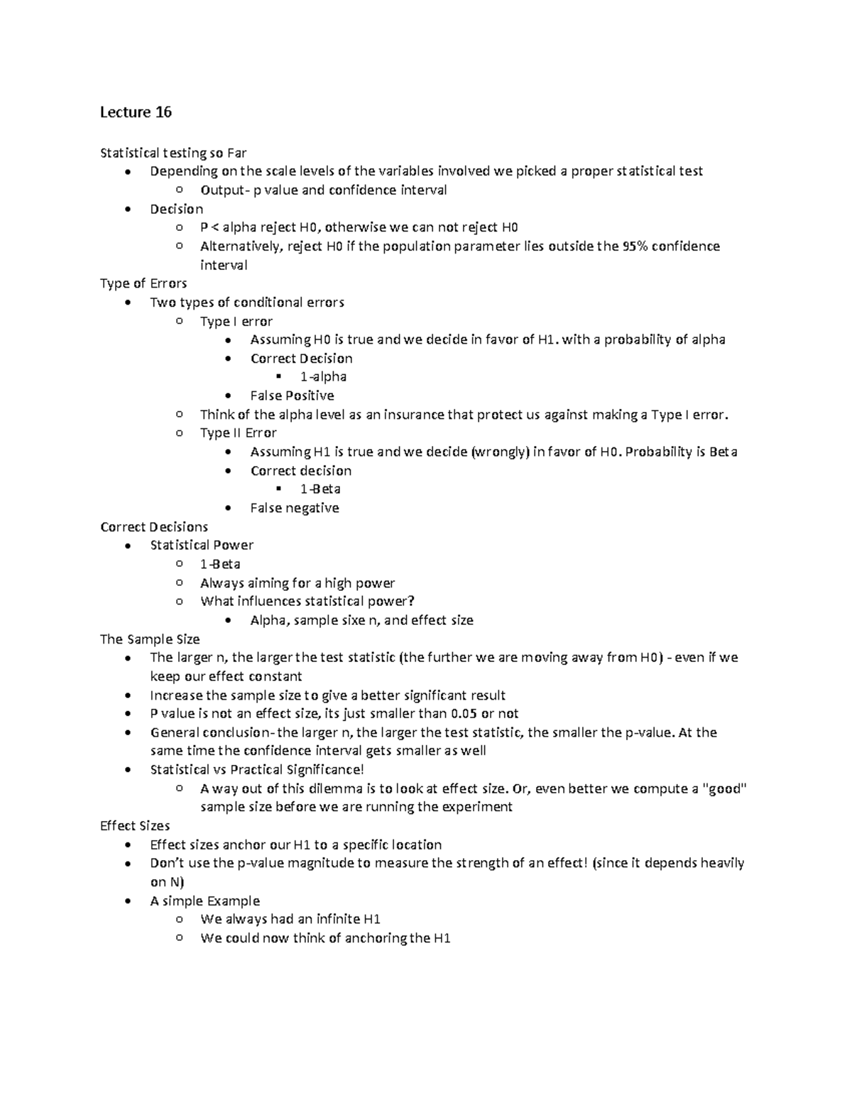 Lecture 16 - Taught by Prof. Patrick Mair - Lecture 16 Statistical ...