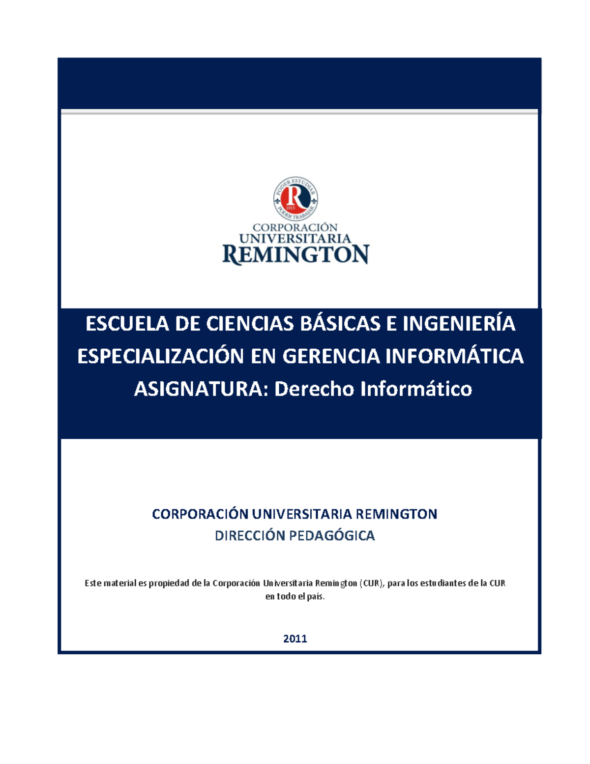 Derecho Informatico - Libre - ESCUELA DE CIENCIAS B¡SICAS E INGENIERÕA ...