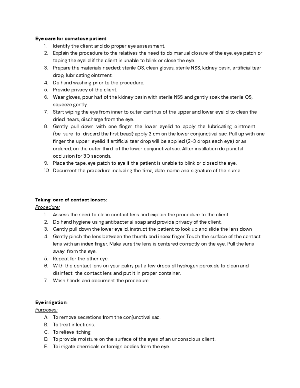 Care of Eyes and Ears Retdem - Eye care for comatose patient 1 ...