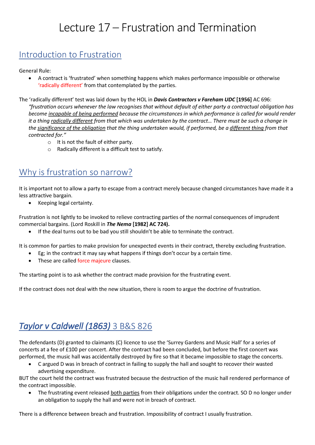 frustration essay contract law