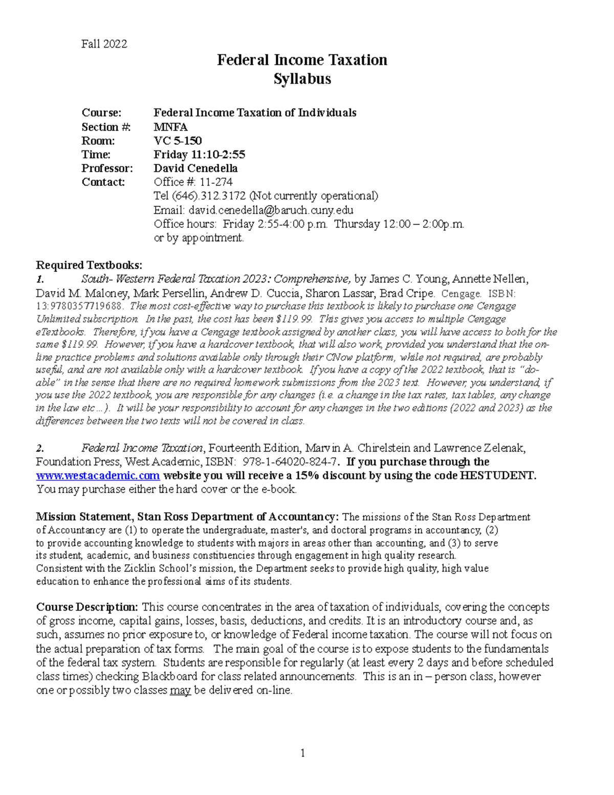 Tax 2022 - practice - Federal Income Taxation Syllabus Course: Federal ...