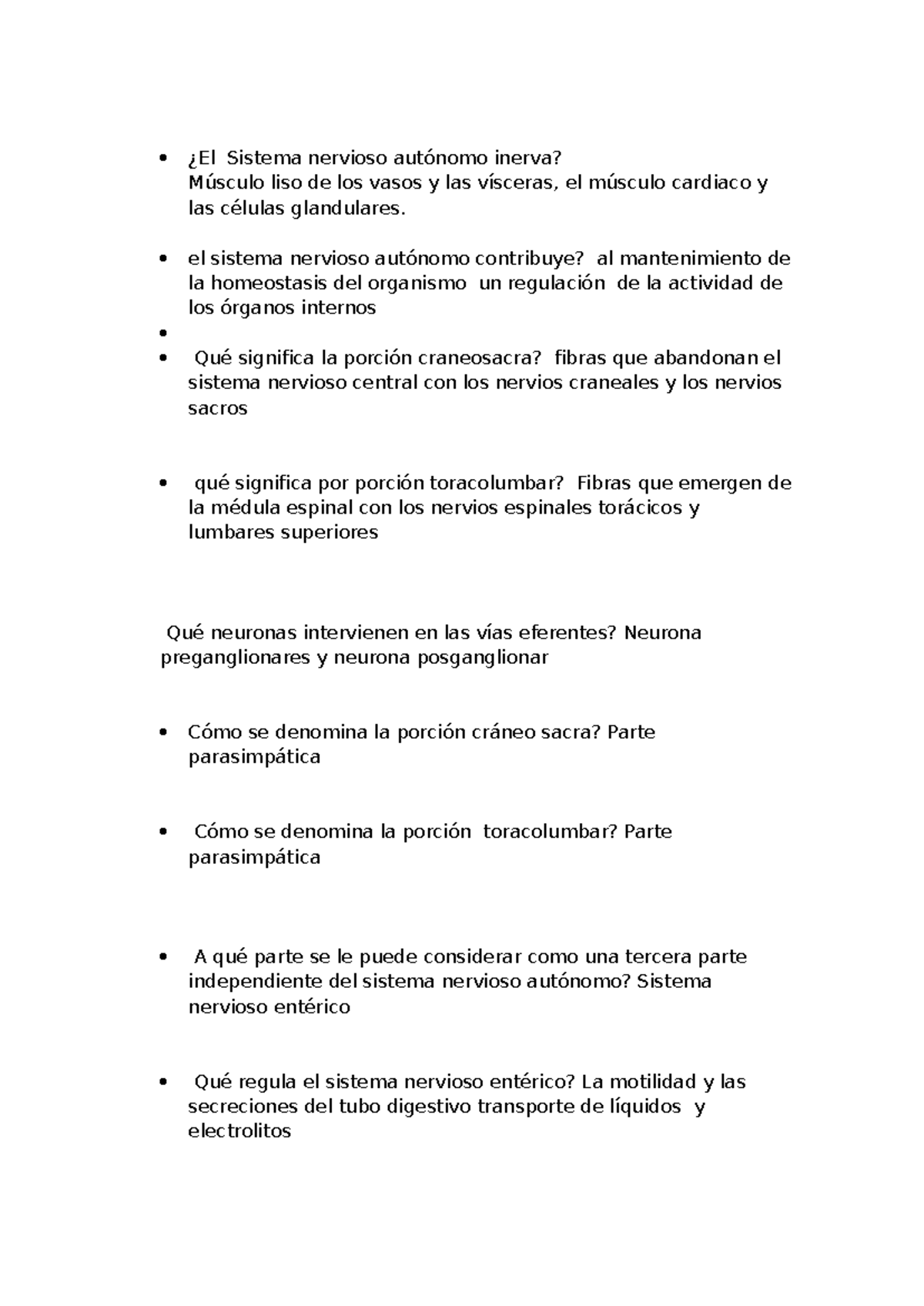 Tejido nervioso autónomo - ¿El Sistema nervioso autónomo inerva ...