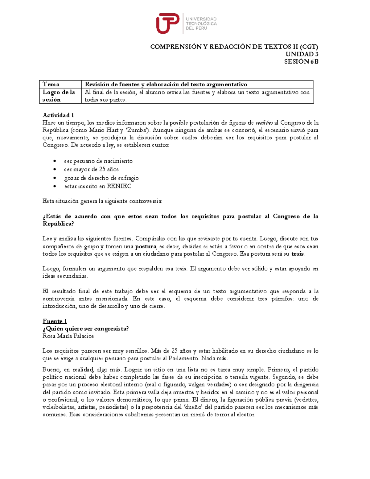 522215872 U3 S6 Texto Argumentativo Requisitos Congreso B - COMPRENSI”N ...