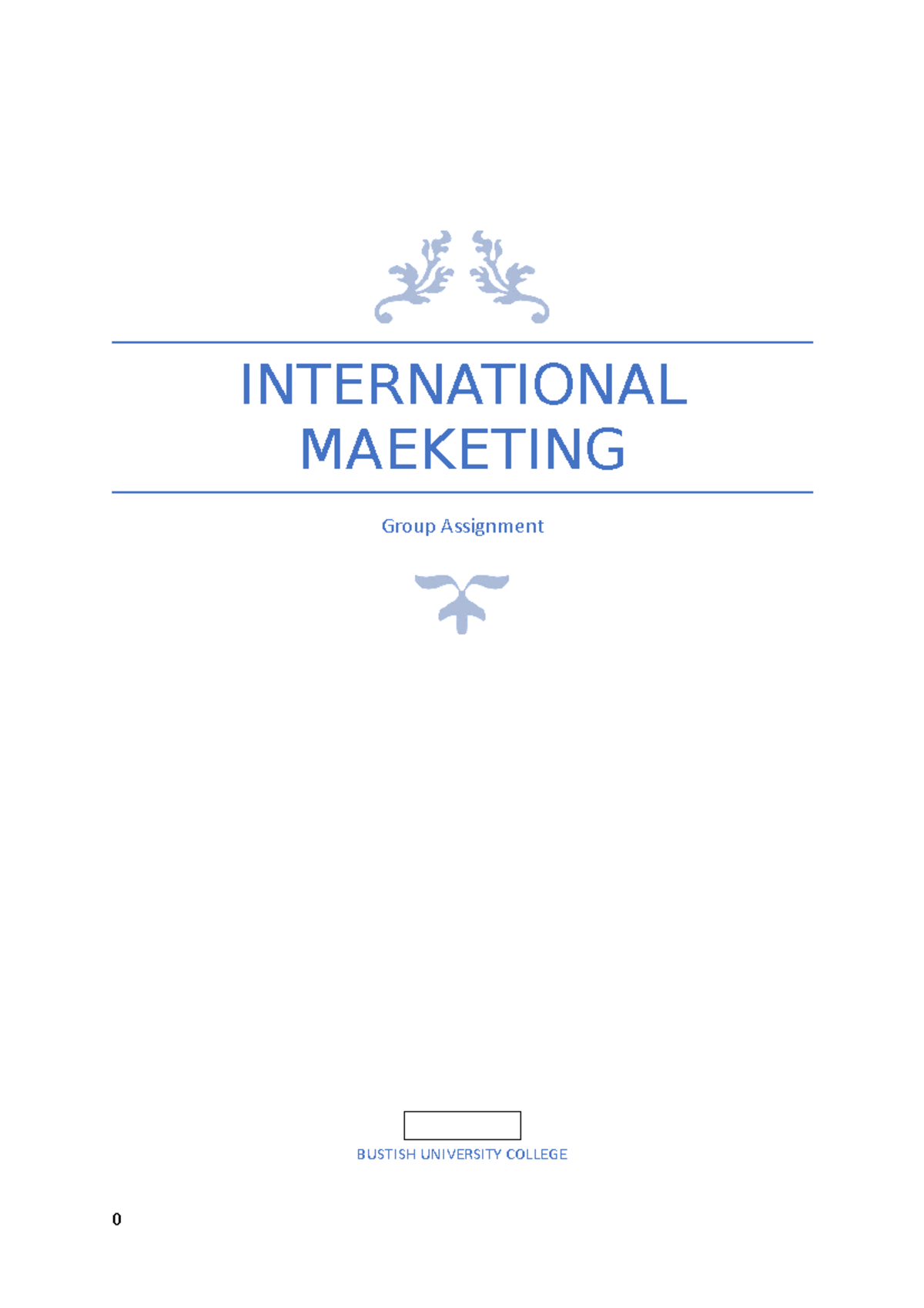 international marketing plan assignment