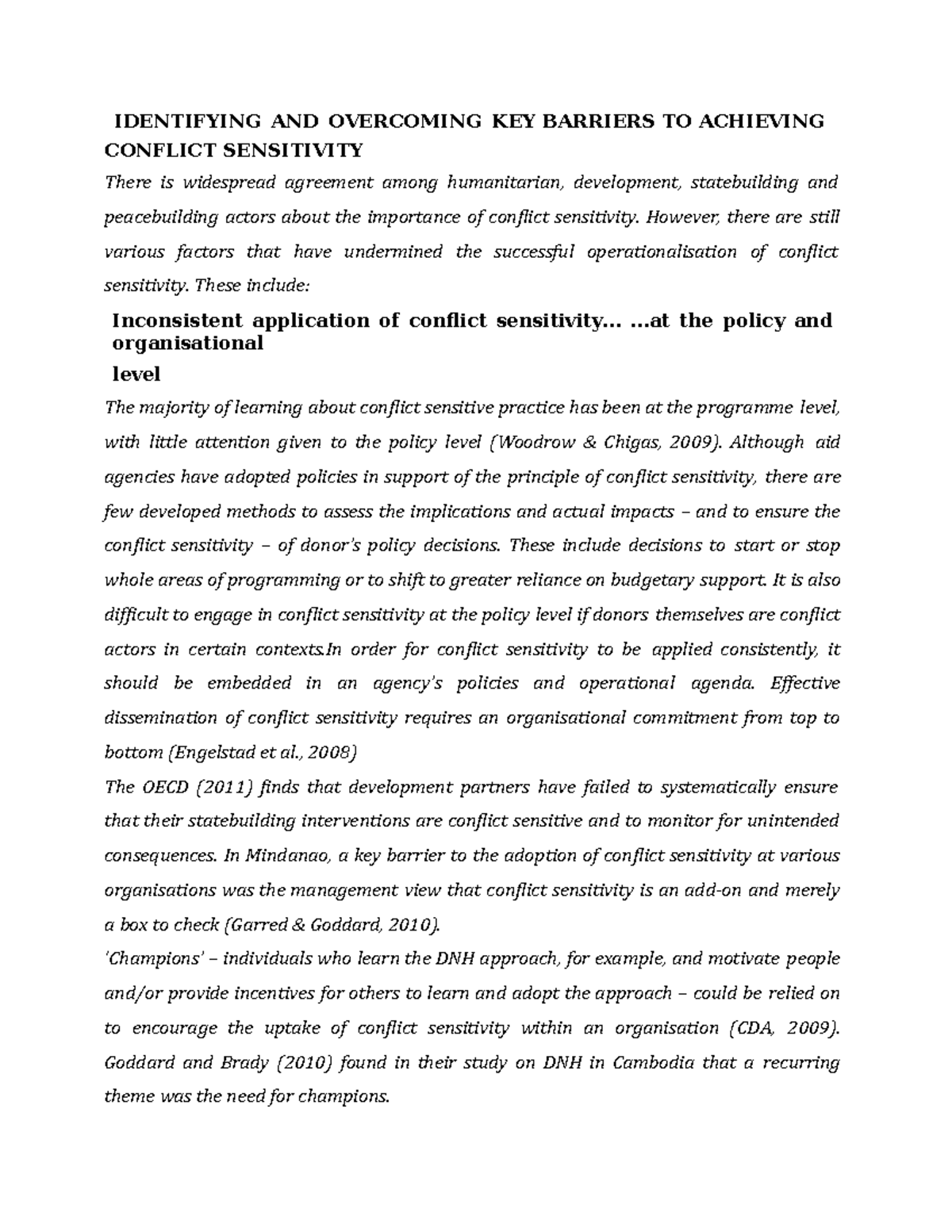 Identifying and Overcoming Key Barriers to Achieving Conflict ...