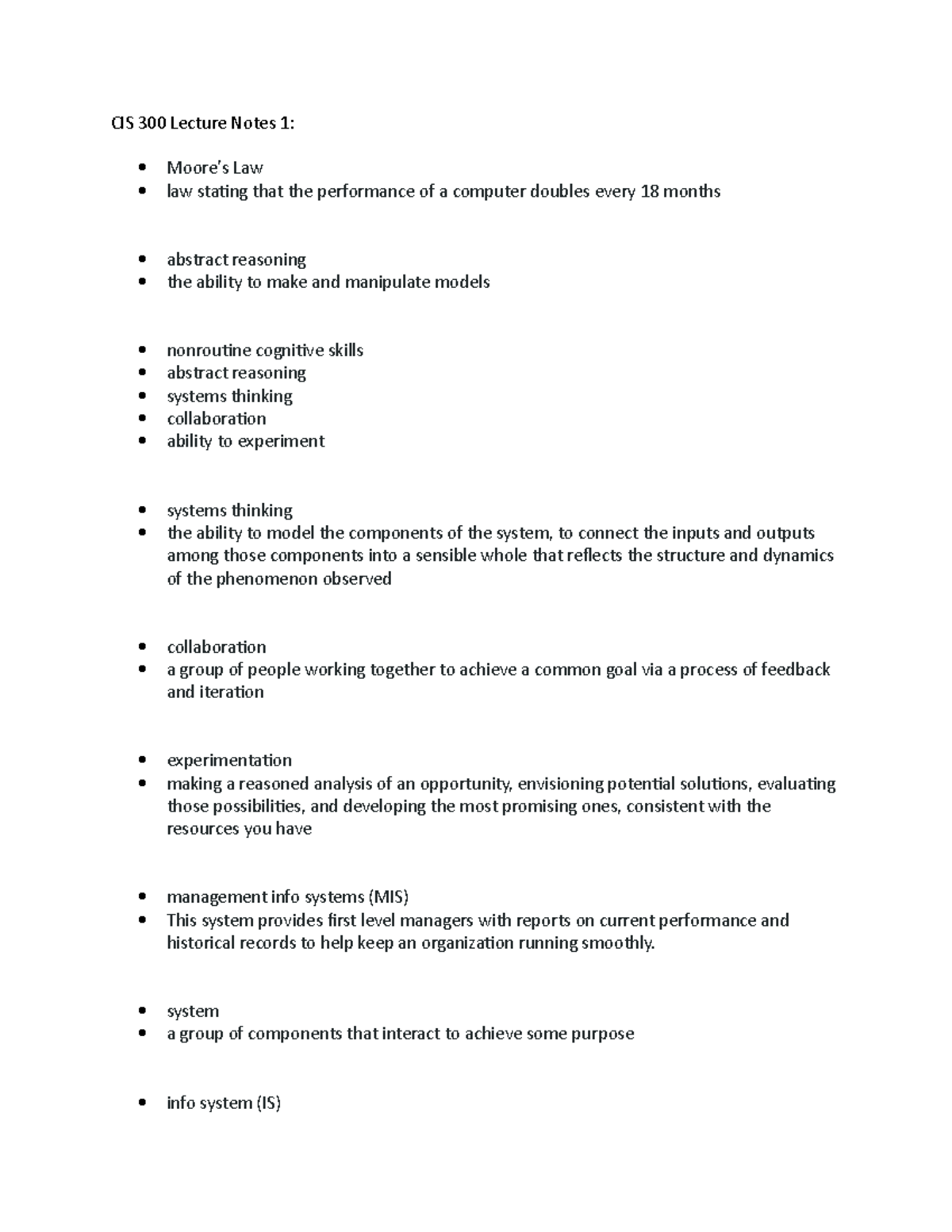 CIS 300 Lecture Notes 1 - CIS 300 Lecture Notes 1: Moore's Law law ...