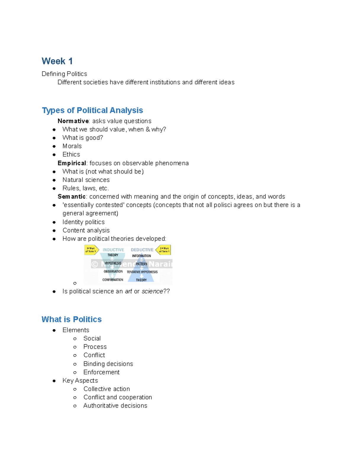 Polisci Midterm Notes - Week 1 Defining Politics Different Societies ...