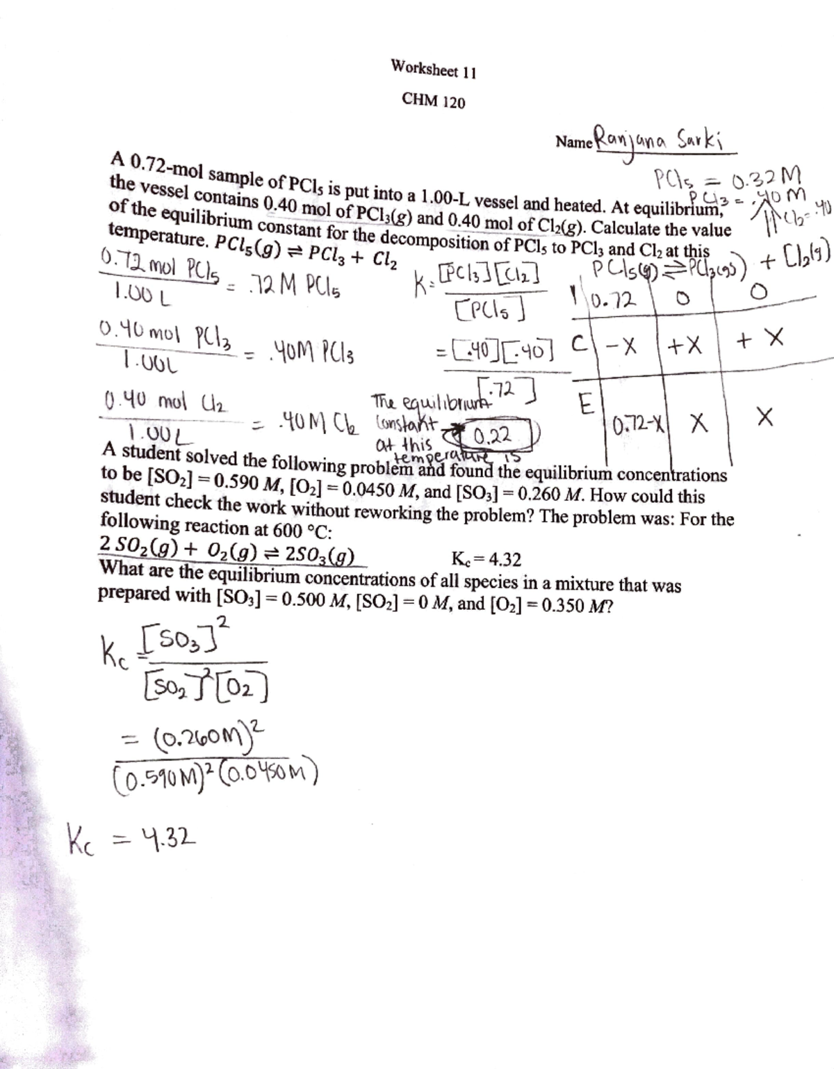 CHEM 120- Worksheet 11 - Homework - Worksheet 11 CHM 120 Name\ZCA~