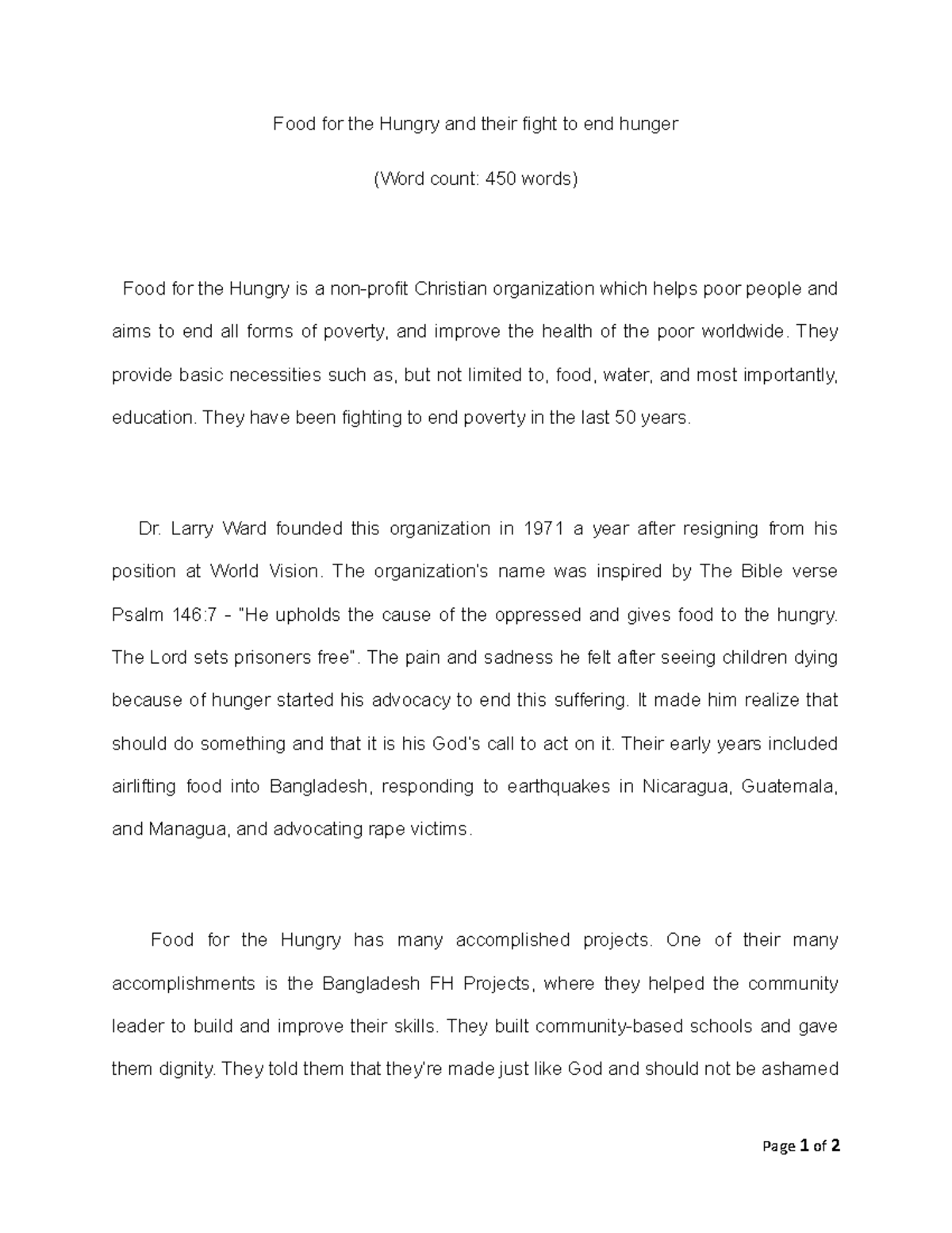 M2.4 Attachment 1 - Contemporary World - Food for the Hungry and their ...