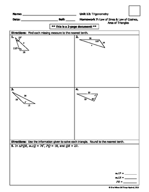 Unit 12 Lesson 7 Notes - Name: Date: Topic: Class: Main Area of What is ...