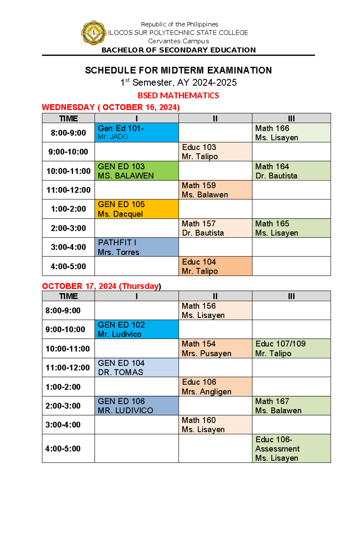 Midterm- Examination-2024 - ILOCOS SUR POLYTECHNIC STATE COLLEGE ...