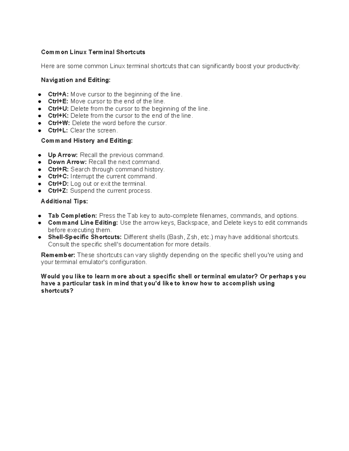 Shortcut key in linux - newekqnwd - Common Linux Terminal Shortcuts ...