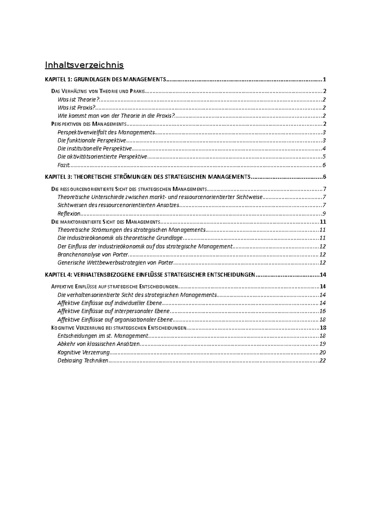 Zusammenfassung - Inhaltsverzeichnis KAPITEL 1: GRUNDLAGEN DES - Studocu