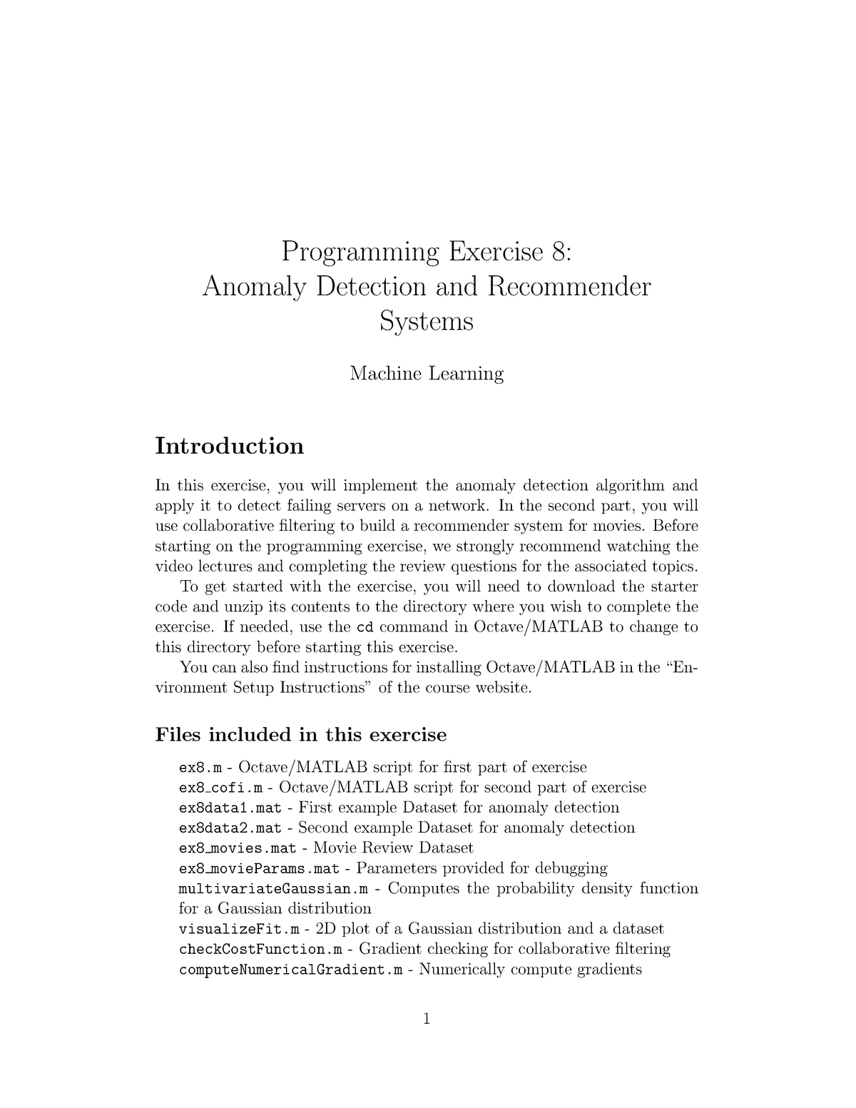 programming assignment anomaly detection and recommender systems
