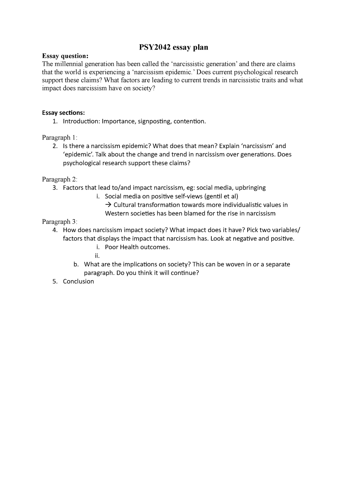 psychology essay plan template