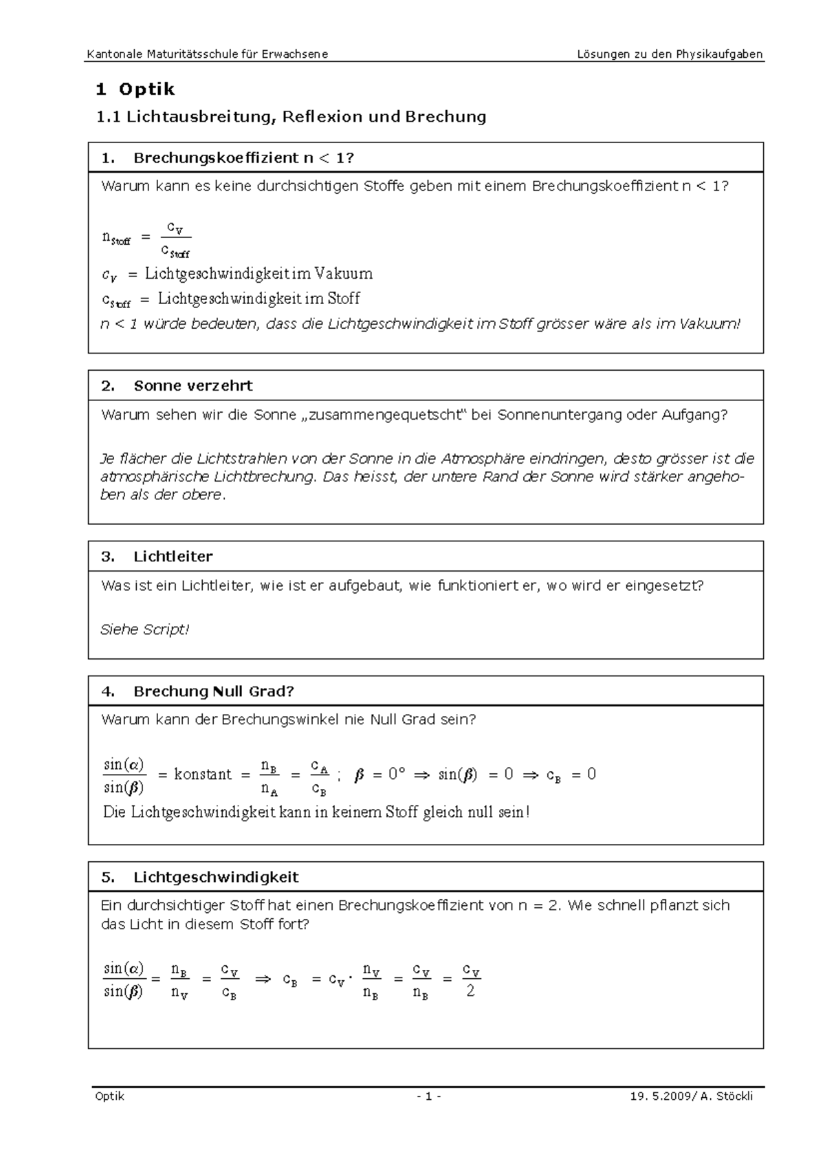 Klausur 2018, Antworten - Kantonale Maturitätsschule für Erwachsene ...