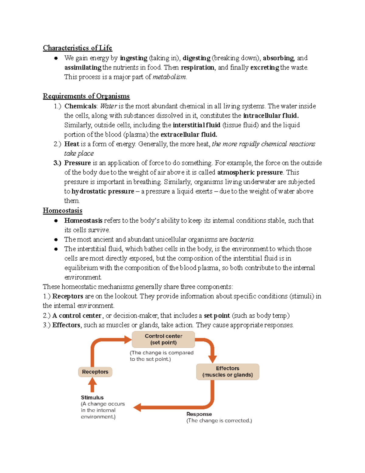 APHY 101 Chapter 1 - Characteristics Of Life We Gain Energy By ...