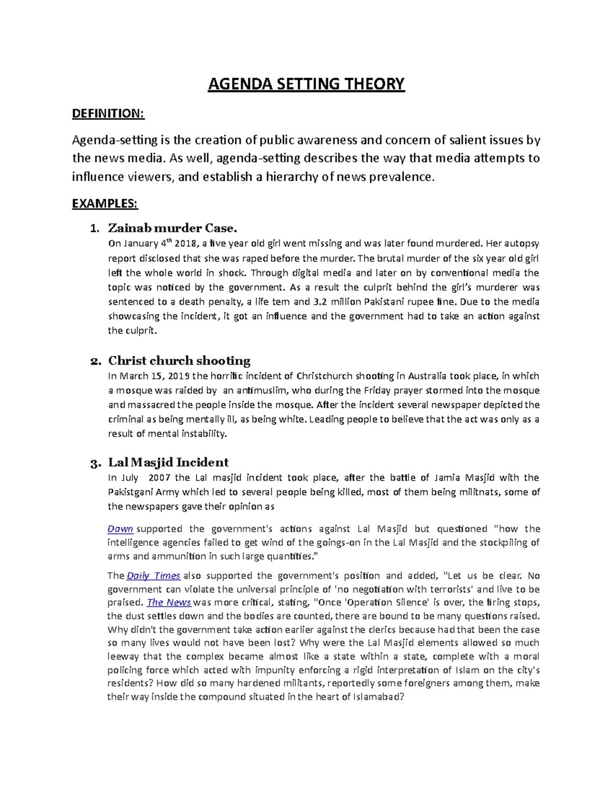 Agenda Setting Theory Sad Mamn AGENDA SETTING THEORY DEFINITION