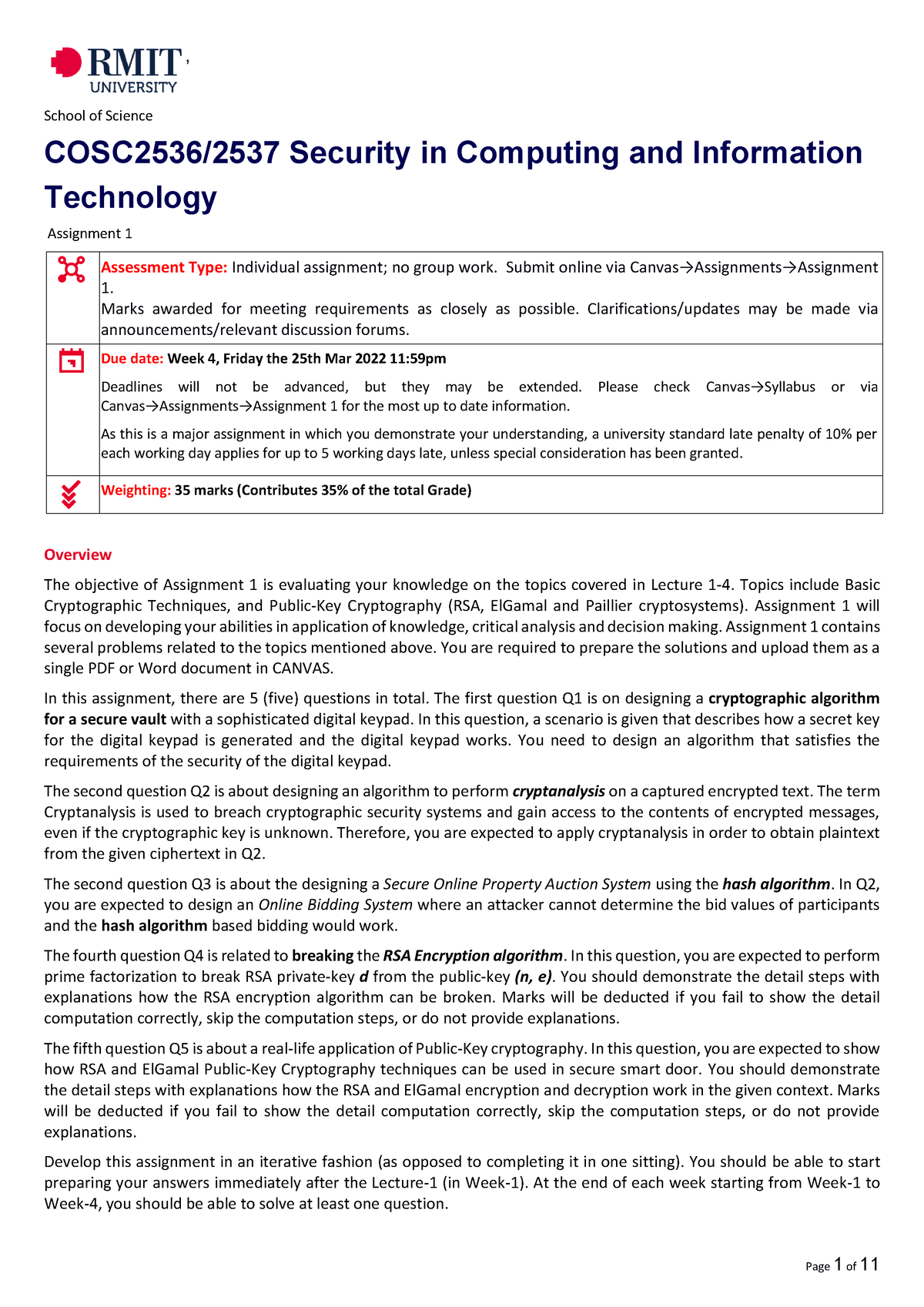 Assignment 1 - Security in Computing and Information Technology ...