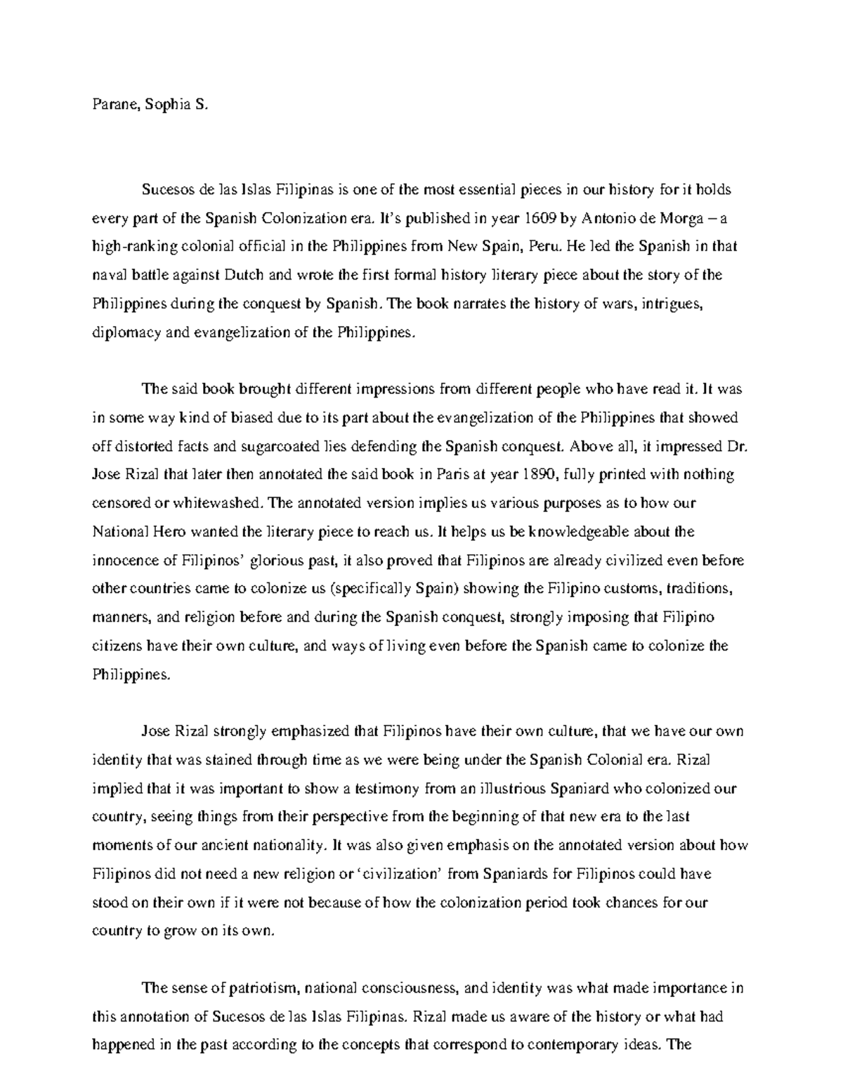 Rizal's Annotation - Parane, Sophia S. Sucesos de las Islas Filipinas ...