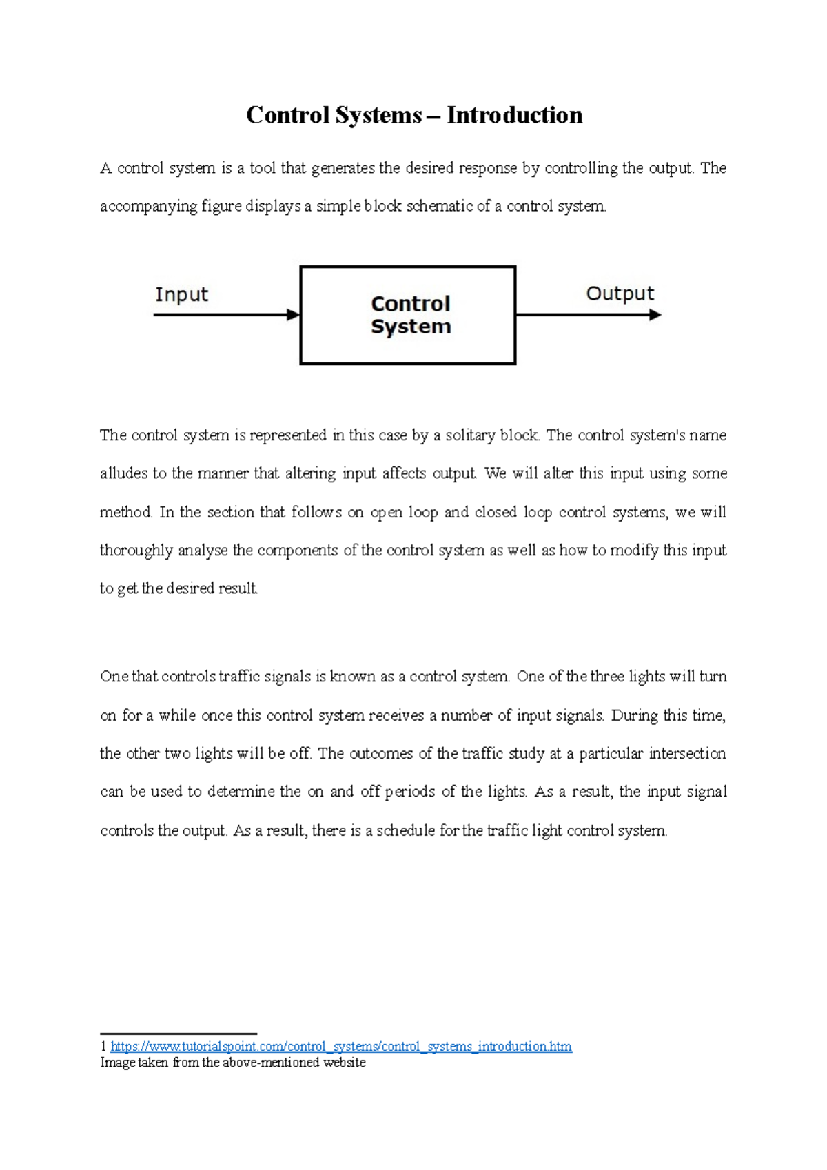 Control system Introduction and feedback Control Systems