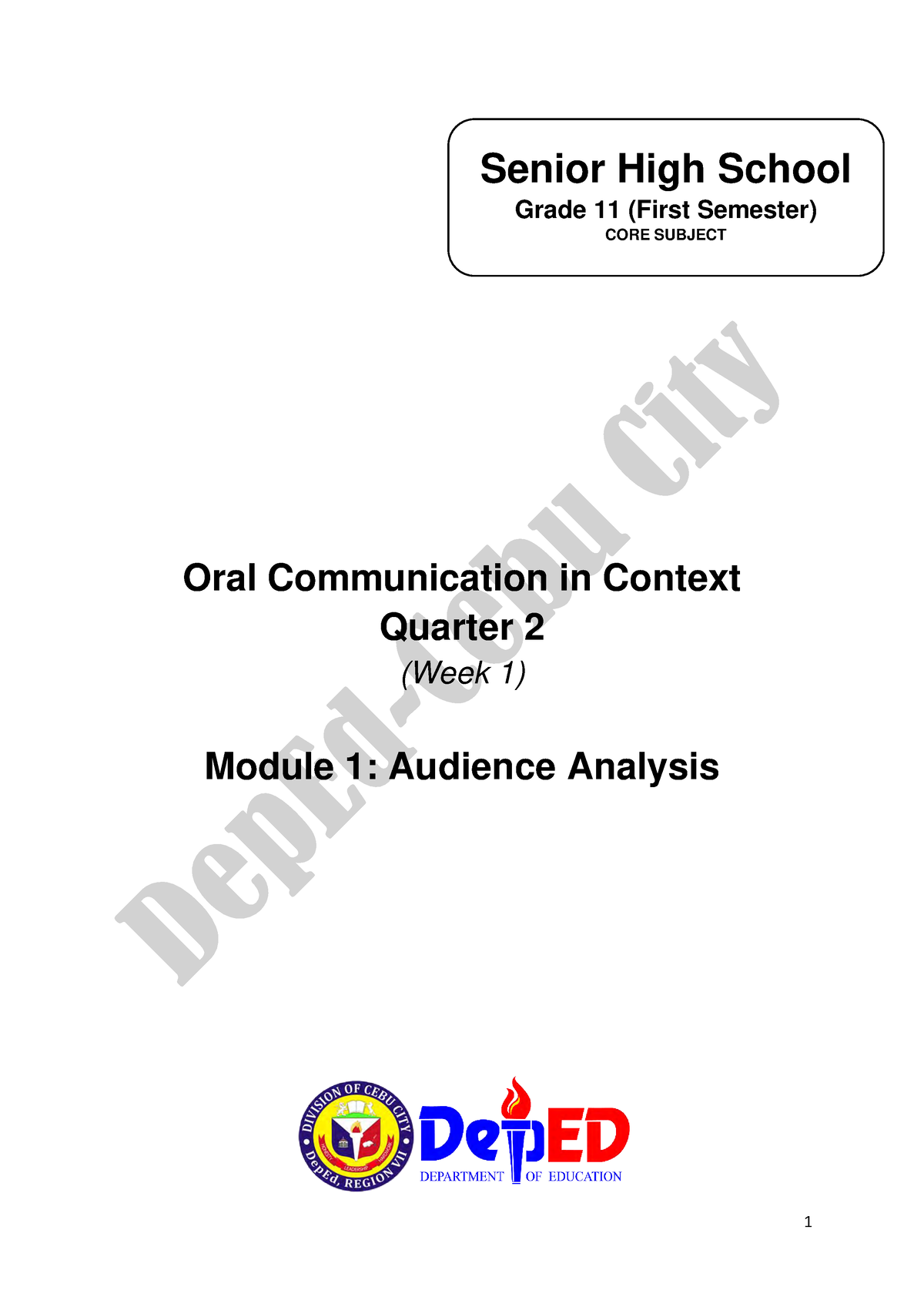 1 Q2 Oral Comm Oral Communication Module 1 Quarter 2 Oral