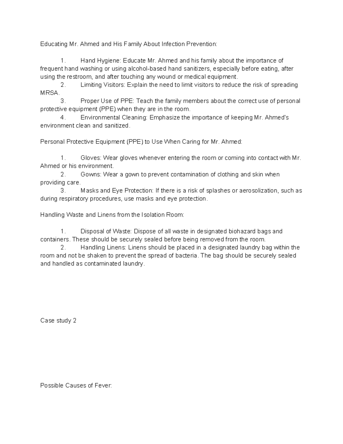 MRSA Case study - Educating Mr. Ahmed and His Family About Infection ...