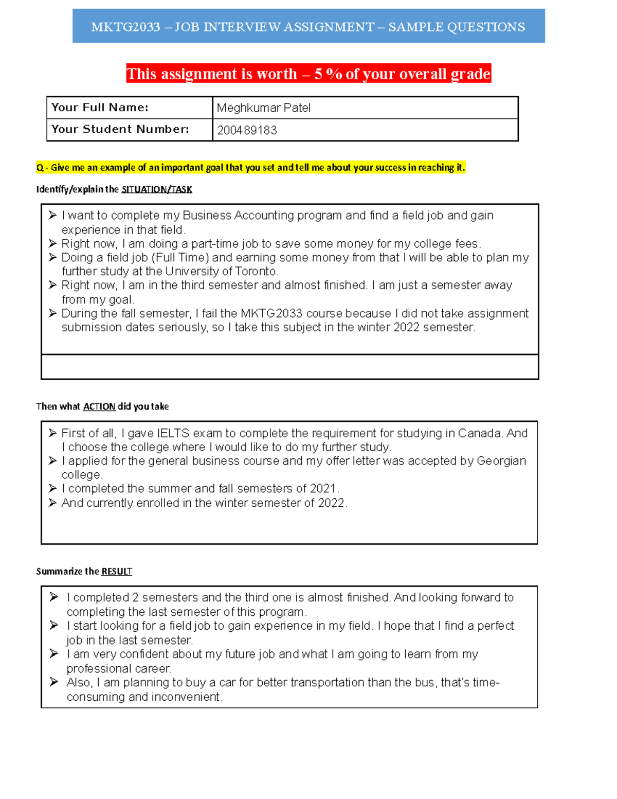 assignment on interview skills