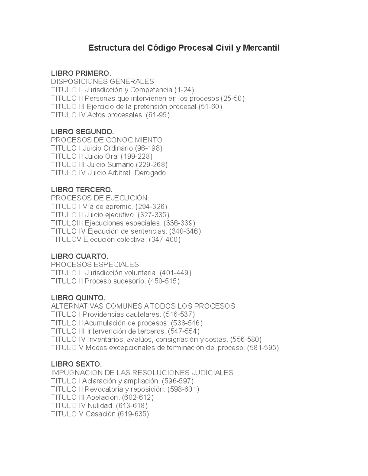 Estructura Del Código Procesal Civil Y Mercantil Estructura Del Código Procesal Civil Y 6935