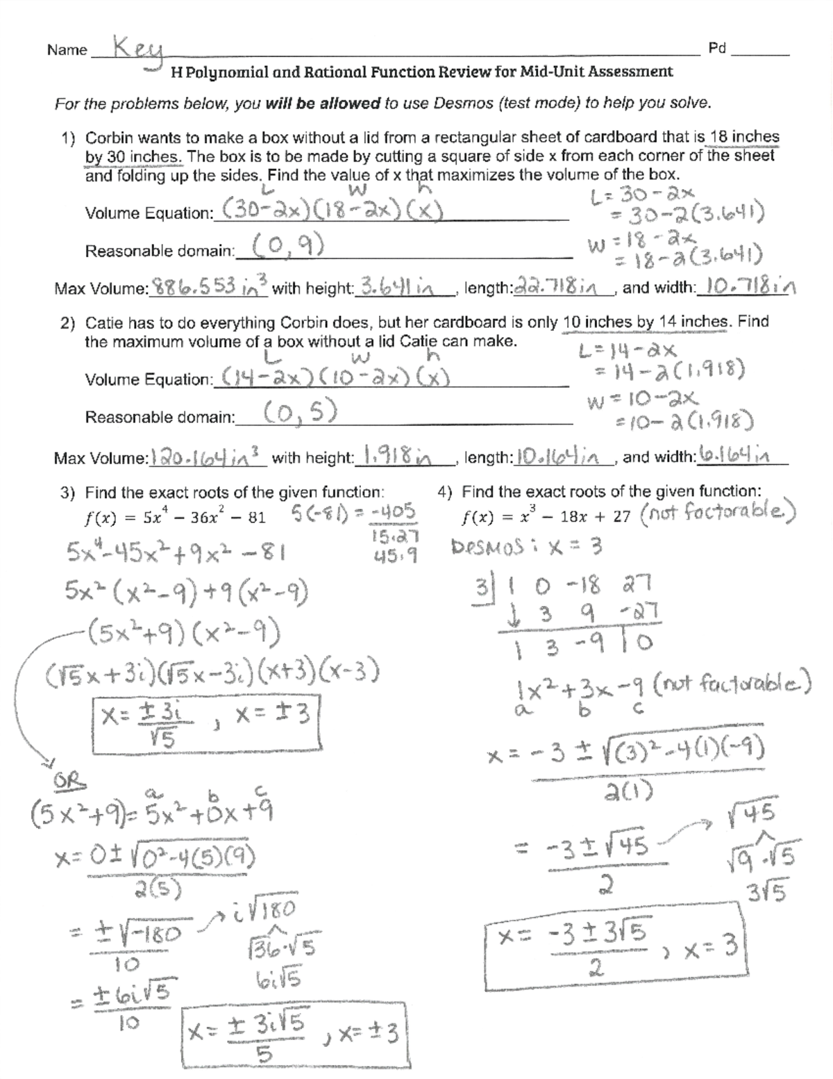 H Polynomial Rationals Review Key - MATH 2412 - Studocu