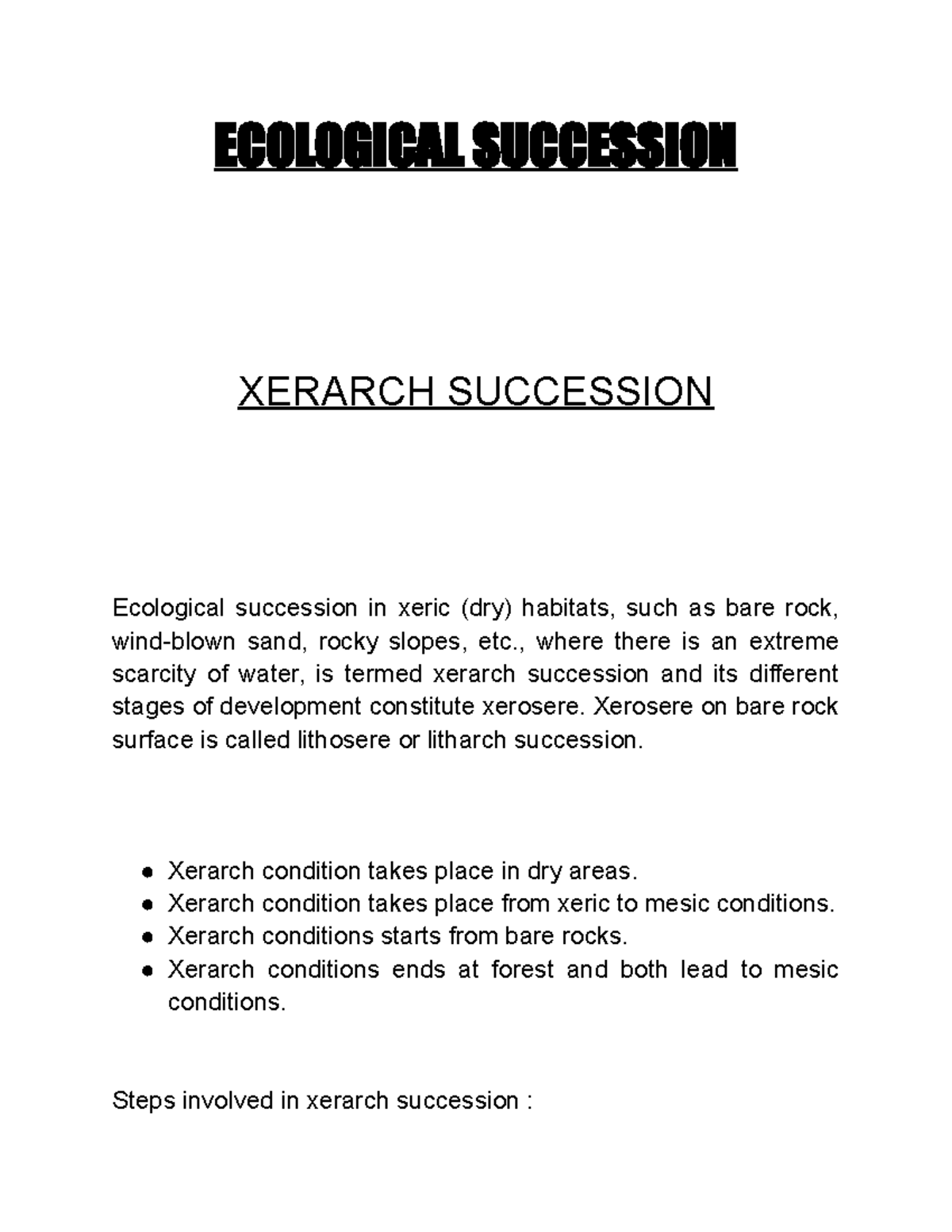 essay about ecological succession